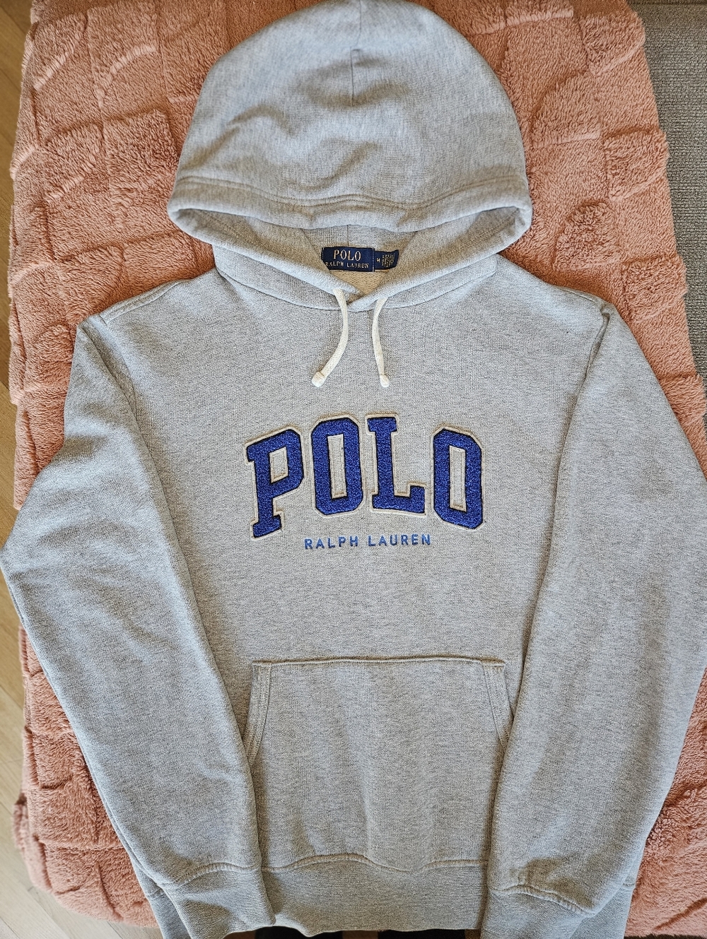 Polo by Ralph Lauren Light Gray Hoodie with Blue Lettering